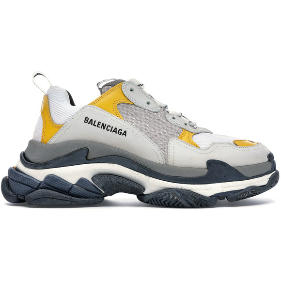 Balenciaga Triple S Split White Grey Yellow Flat Platform Sneakers 39 Mens US 6 - Picture 1 of 13